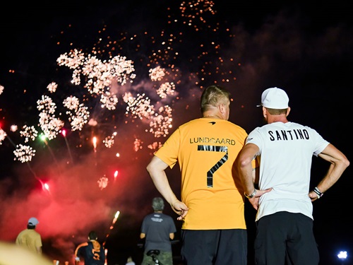 Campers watch fireworks