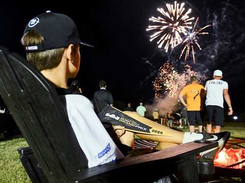 A child watches fireworks