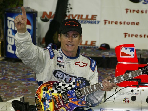 Alex Barron celebrates winning in Nashville.