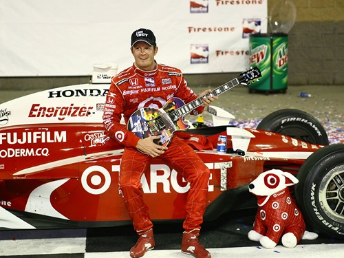 Scott Dixon celebrates winning in Nashville.
