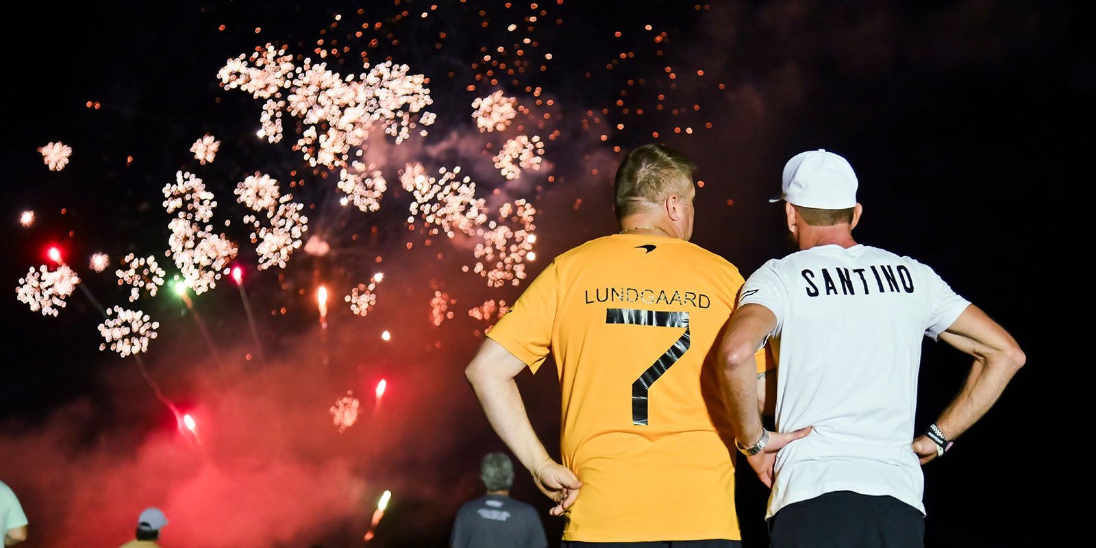 Campers watch fireworks